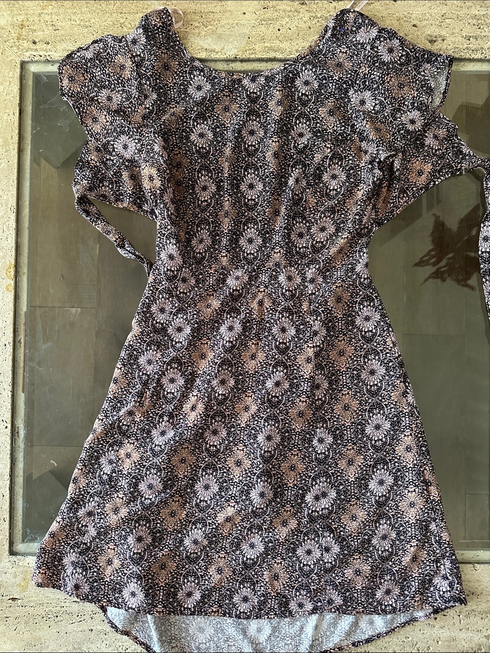 Forever 21 Black & Cream High-Low Floral Dress